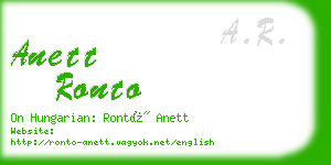anett ronto business card